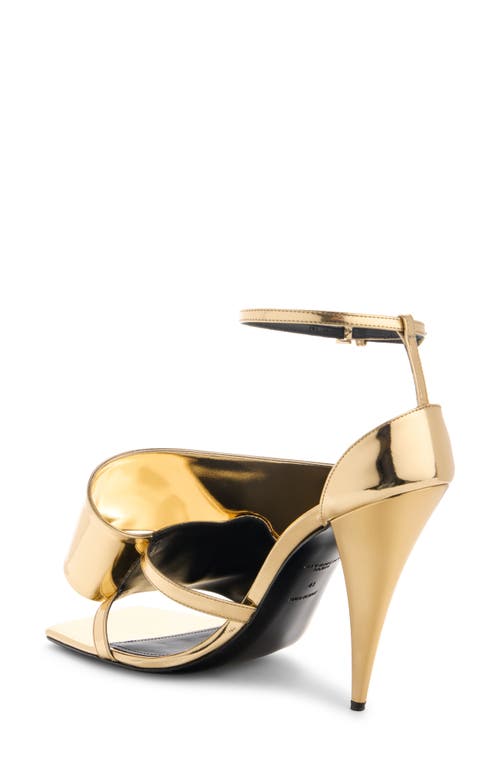 Givenchy Sliced Square Heeled Sandals In Mirror Effect Leather In Gold