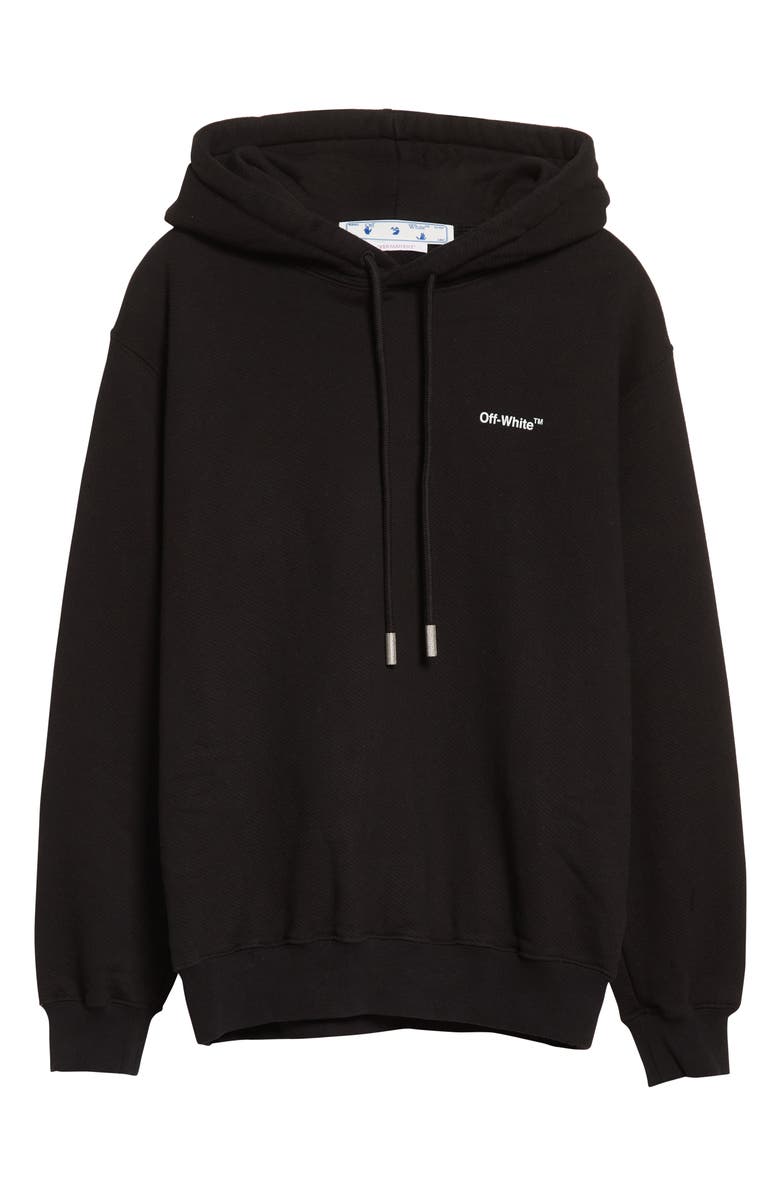 Off-White Diagonal Stripe Cotton Hoodie, Alternate, color, 