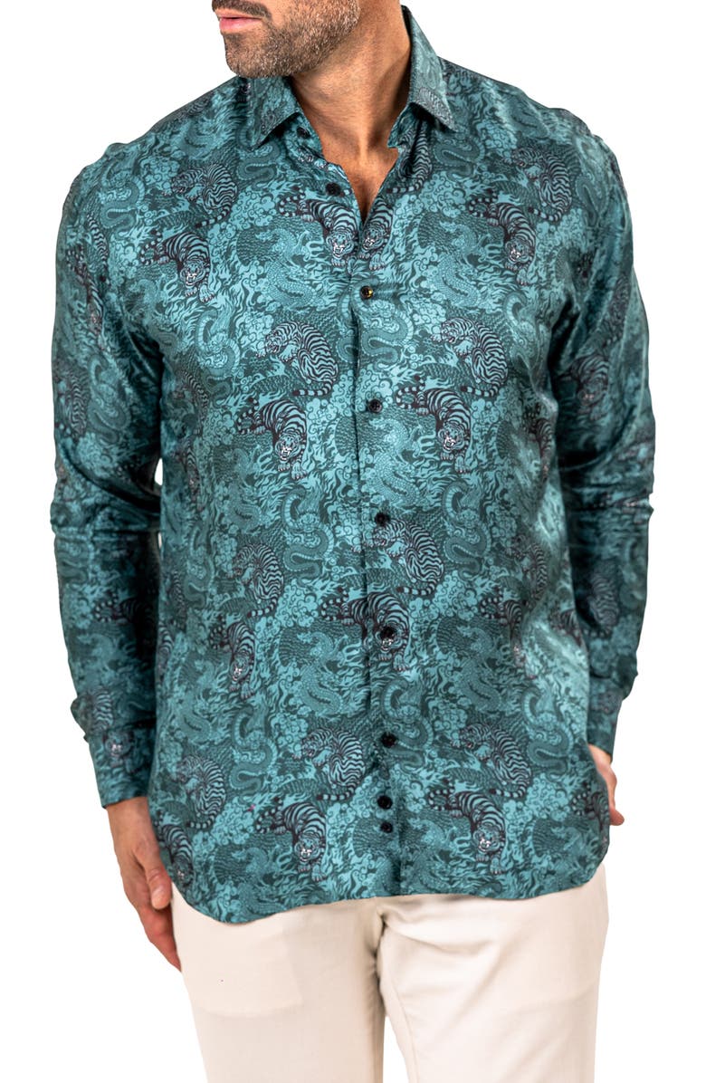 Maceoo Fibonacci Marthyr 0259 Contemporary Fit Button-Up Shirt, Alternate, color, Green