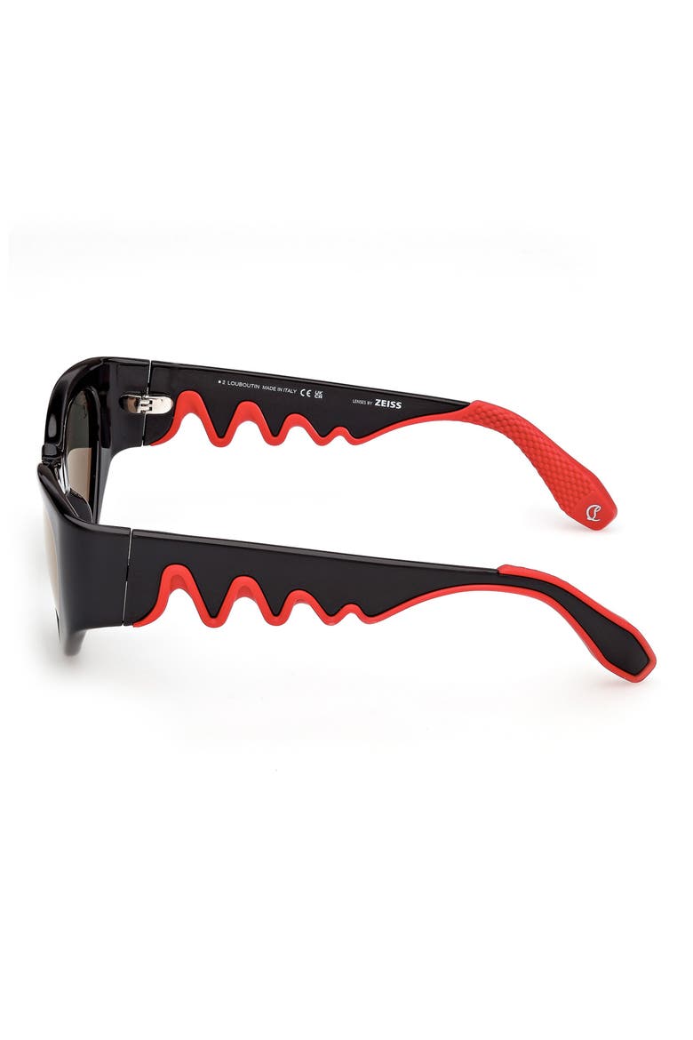 54mm Loubishark Cat Eye Sunglasses, Alternate, color, BLACK FRAME WITH ZEISS LENS IN SMOKE GREY WITH RED FLASH