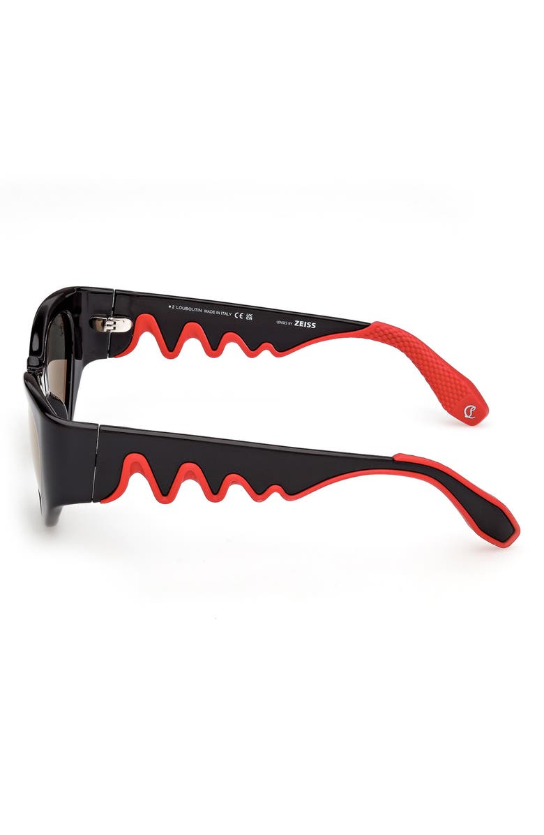 Christian Louboutin 54mm Loubishark Cat Eye Sunglasses, Alternate, color, Black/ Smoke Grey/ Red Flash