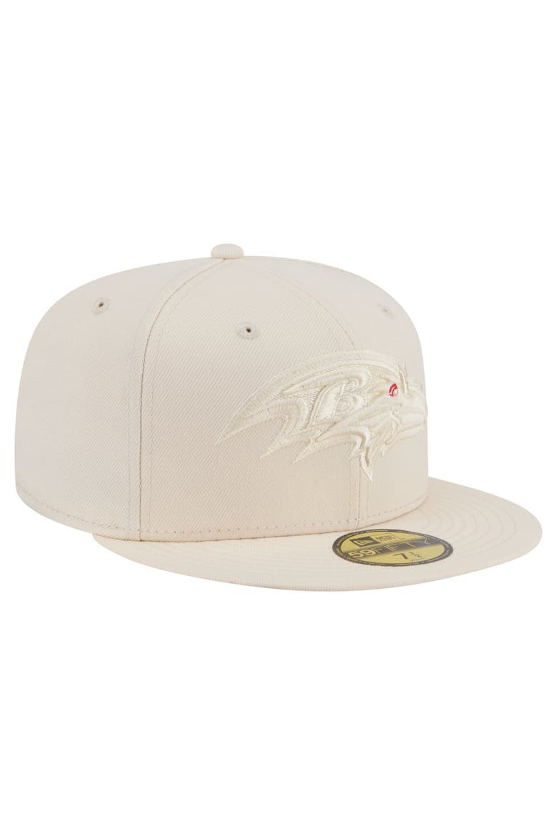 Men's New Era Cream Baltimore Ravens Color Pack 59FIFTY Fitted Hat, Alternate, color, Cream