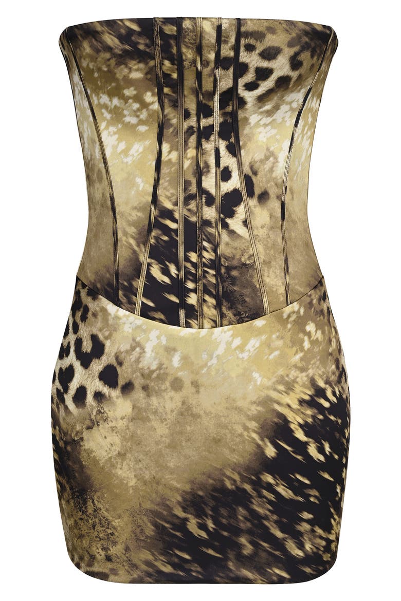 Laila Leopard Print Strapless Cocktail Minidress, Alternate, color, LEOPARD