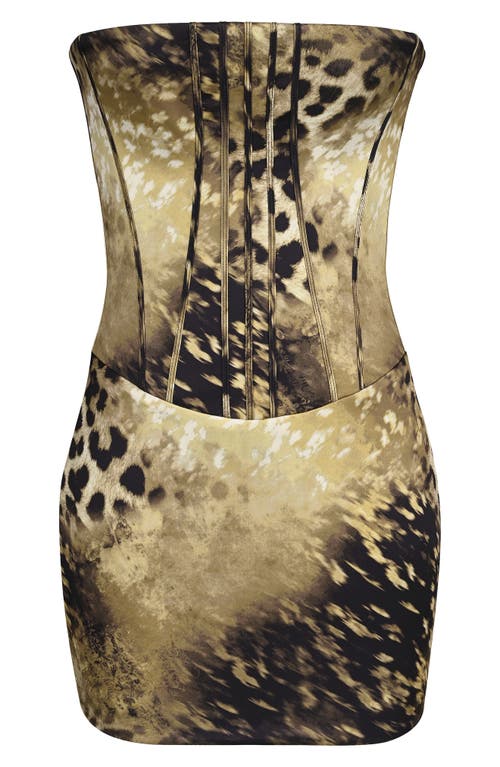 House Of Cb Laila Leopard Print Strapless Cocktail Minidress In Multi