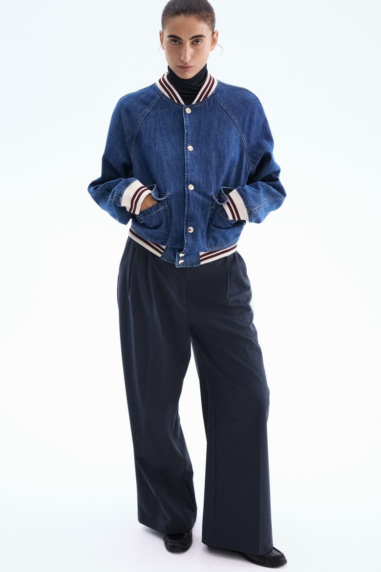 Denim Bomber Jacket, Alternate, color, Denim blue
