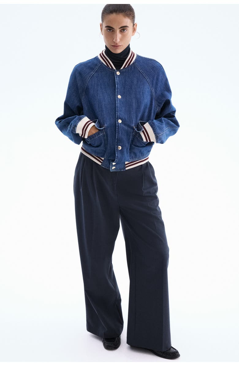 H&M Denim Bomber Jacket, Alternate, color, Denim Blue