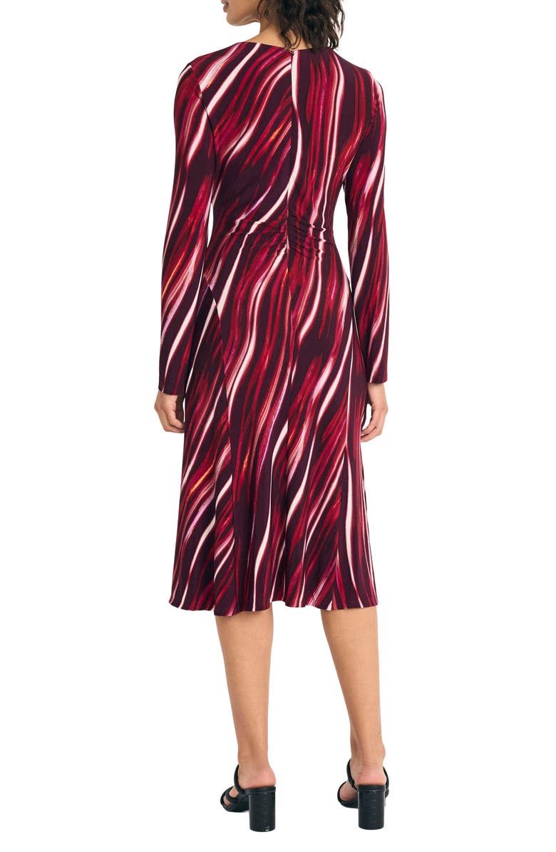 Maggy London Long Sleeve Mesh Midi Dress, Alternate, color, Black/ Winery