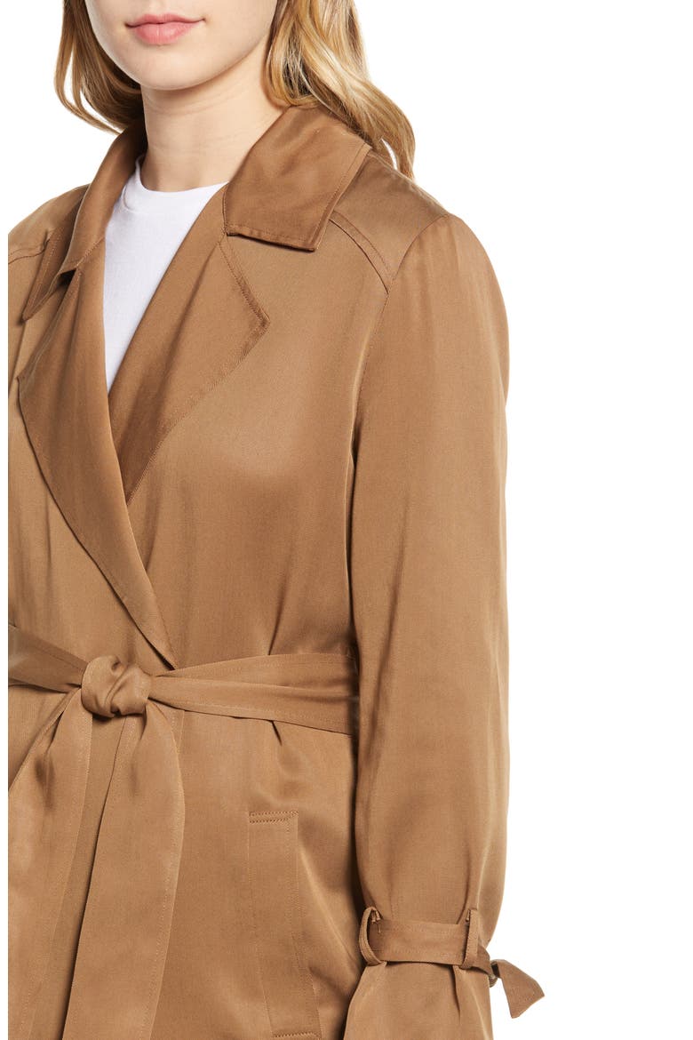 BB Dakota Pardon My Trench Belted Lyocell Trench Coat, Alternate, color, BRITISH TAN