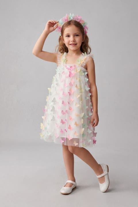 Emma Girls’ Butterfly Appliqué Strappy Dress