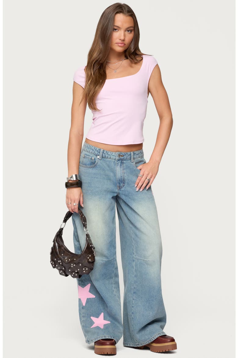 Trish Star Low Rise Wide Leg Jeans, Alternate, color, LIGHT-BLUE