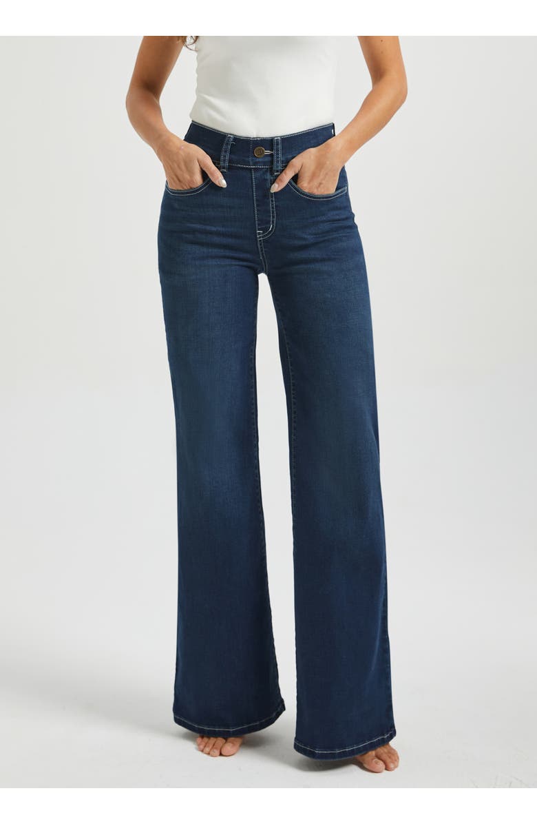 Betabrand Signature Mid-Rise Stretch Denim | Wide Leg Jeans, Main, color, Roma Wash
