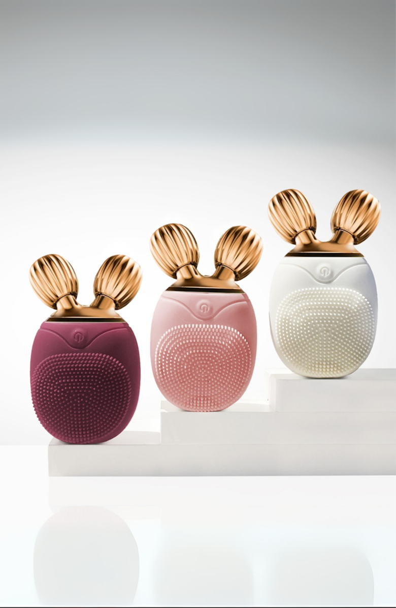 LUCE BEAUTY Dual-Sided Cleansing Face Brush, Massager & Roller - Travel-Friendly, Alternate, color, Pink