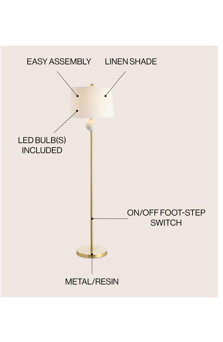 JONATHAN Y Vaughn Modern Metal/Resin LED Floor Lamp, Alternate, color, Brass Gold/White