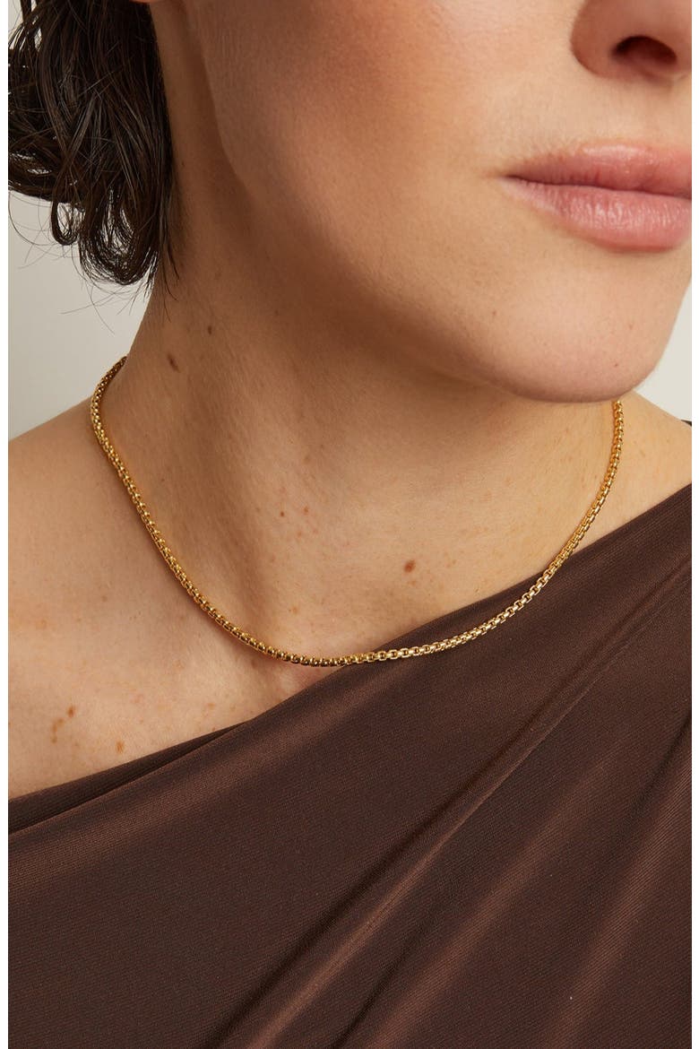 Round Box Chain Necklace, Alternate, color, Yellow Gold Vermeil