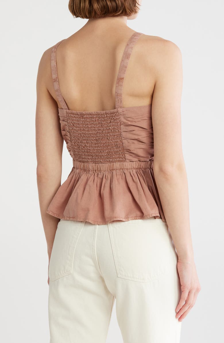 Lucky Brand Shirred Peplum Top, Alternate, color, Ash Rose