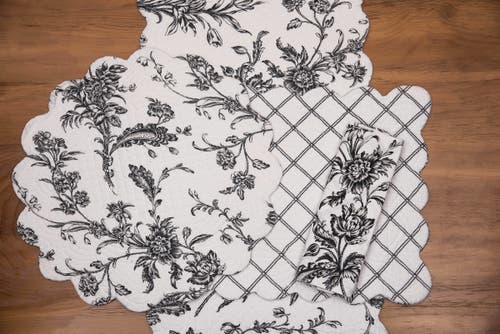 C & F Home C&f Home Bleighton Black Cotton Napkin Machine Washable Set Of 6 In White