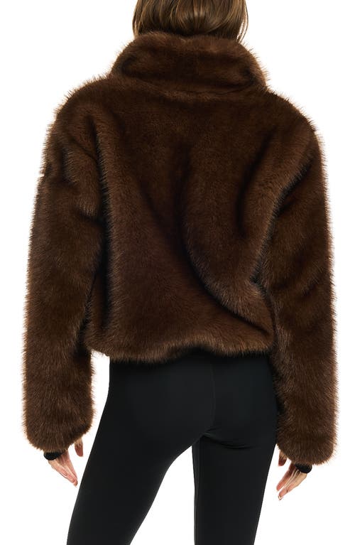 Sam . Bowie Short Faux Fur Bomber Jacket In Brown