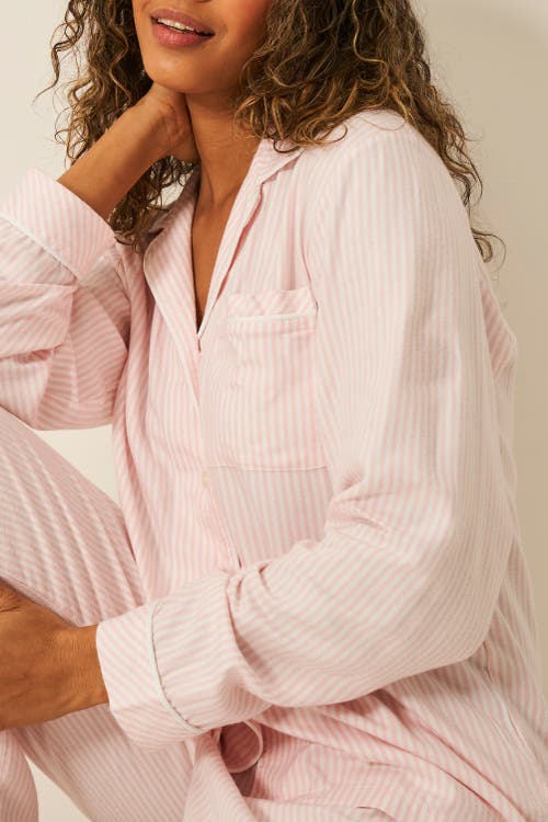Stripe & Stare Ecovero Long Sleeve Top In Pink Stripe