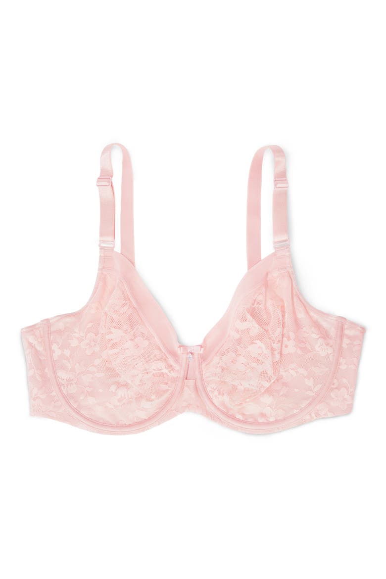 No-Show Lace Underwire Unlined Bra, Alternate, color, BLUSHING ROSE