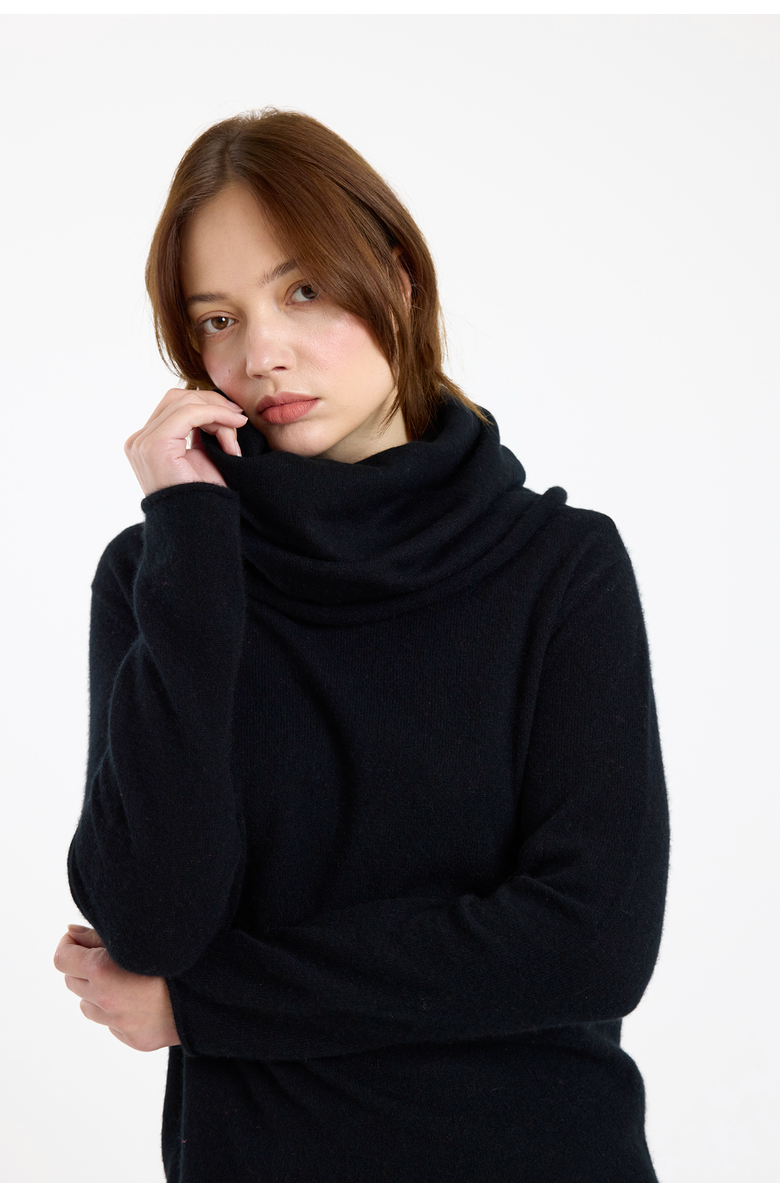 Brodie Pure Cashmere Hannah Hooded Cowl 100% Cashmere Sweater, Alternate, color, Black