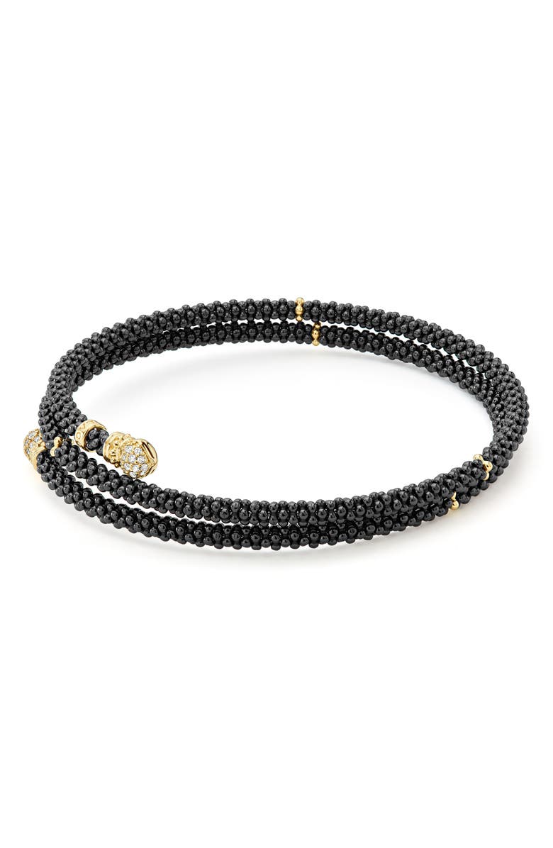 LAGOS Gold & Black Caviar Pavé Diamond Wrap Bracelet, Alternate, color, 