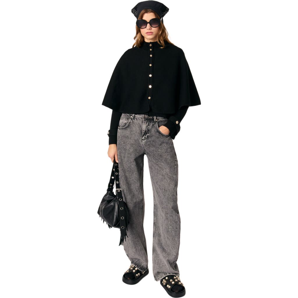 Maje Cape-design Cardigan In Noir