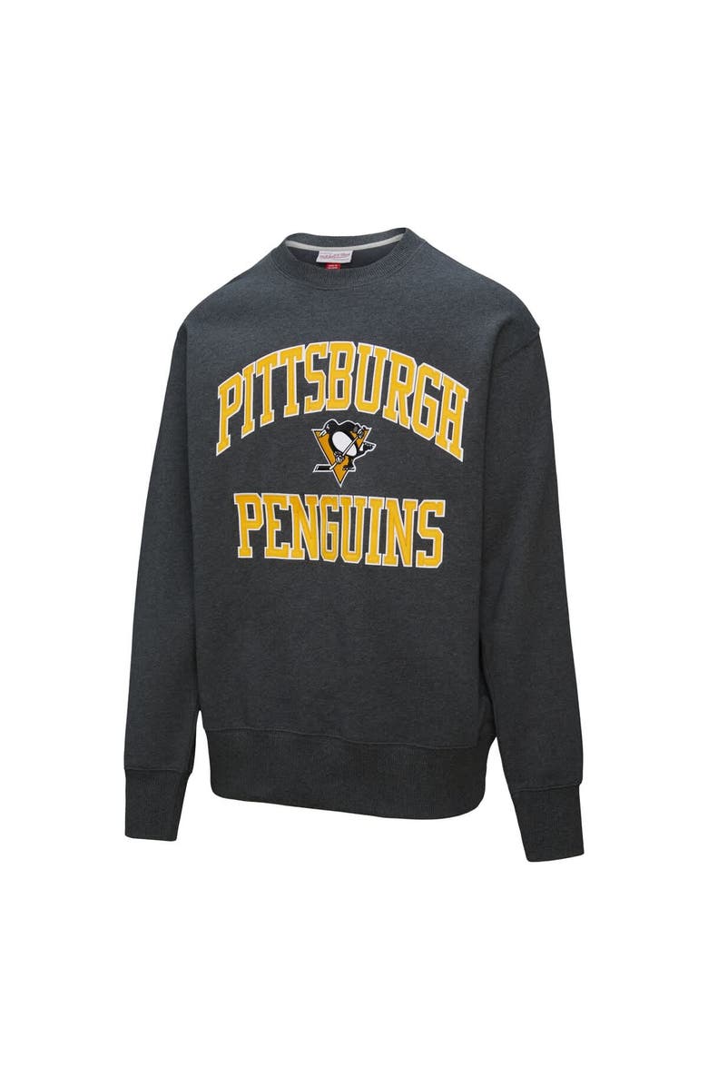 Mitchell & Ness Men's Mitchell & Ness Heather Charcoal Pittsburgh Penguins Playoff Win Fleece Pullover Sweatshirt, Alternate, color, Heather Charcoal