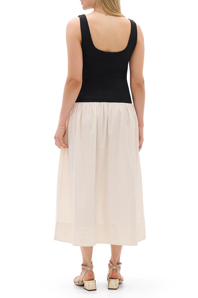 Colorblock Midi Sundress, Alternate, color, BLACK