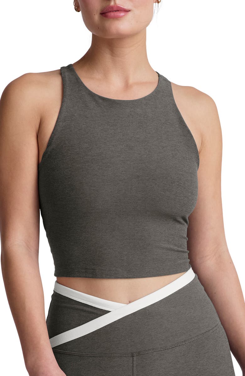 Beyond Yoga Spacedye Refocus Racerback Crop Tank, Main, color, True Gray Heather