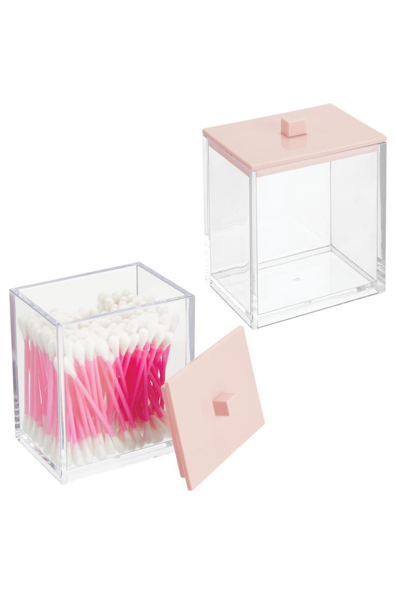 Plastic Rectangle Apothecary Storage Canister , 2 Pack, Alternate, color, Clear/Light Pink