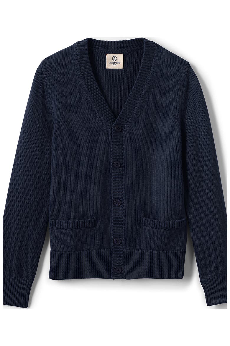 School Uniform Boys Cotton Modal Button Front Cardigan Sweater, Alternate, color, Classic Navy