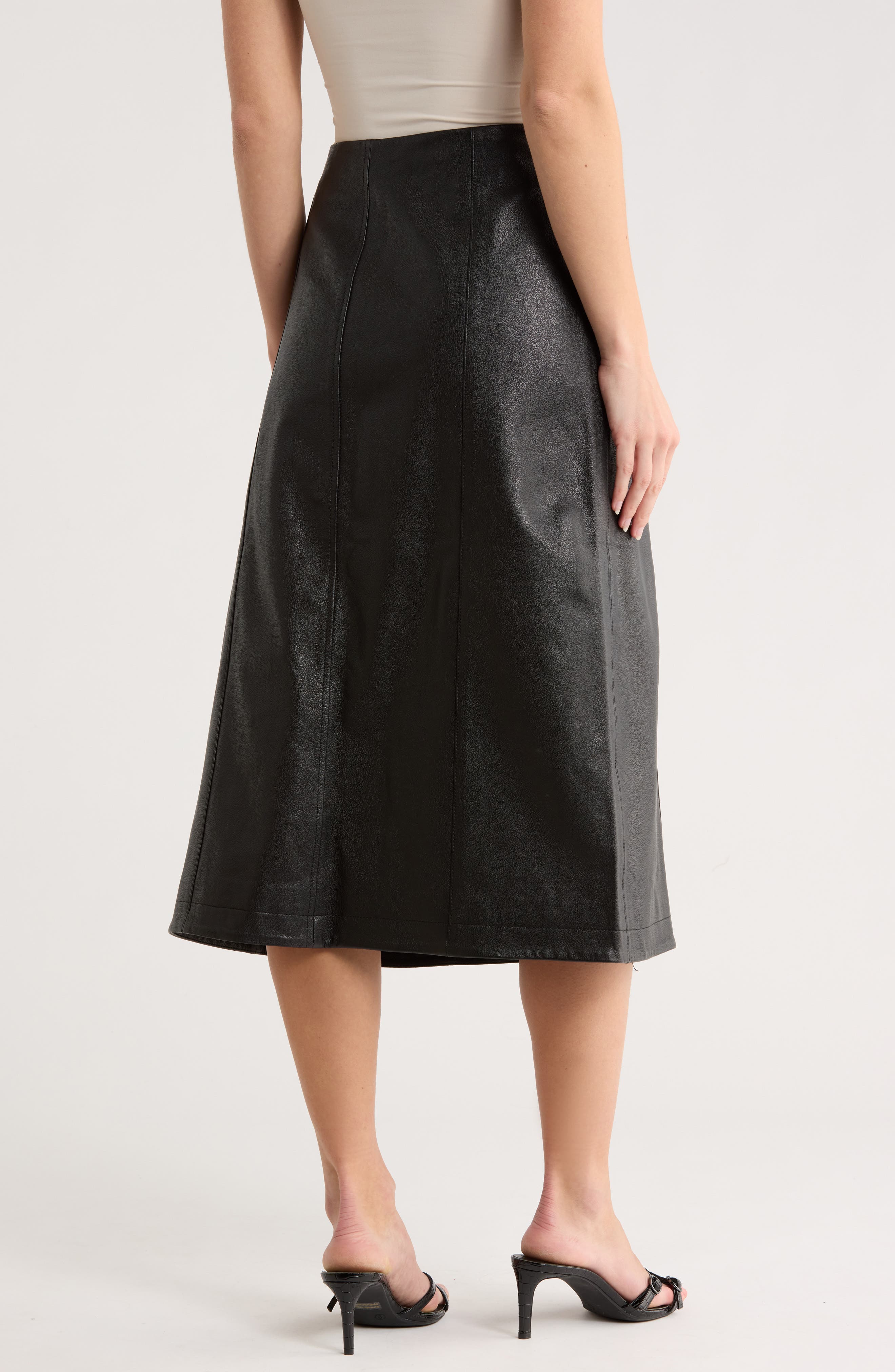 Button-Through Leather Skirt - image 2