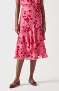 LK Bennett Rhoda Floral Tiered Georgette Midi Skirt