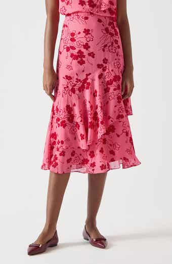 LK Bennett Rhoda Floral Tiered Georgette Midi Skirt