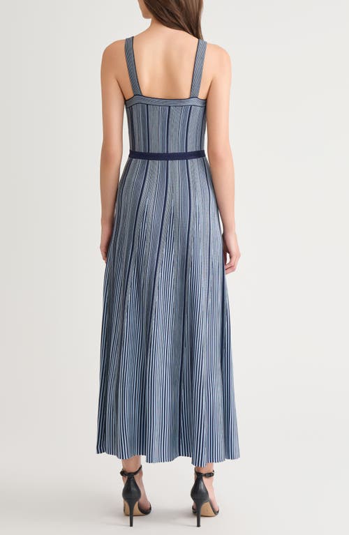 Misook X Lani Lynn Striped Scoop-neck Knit Maxi Dress In Blue