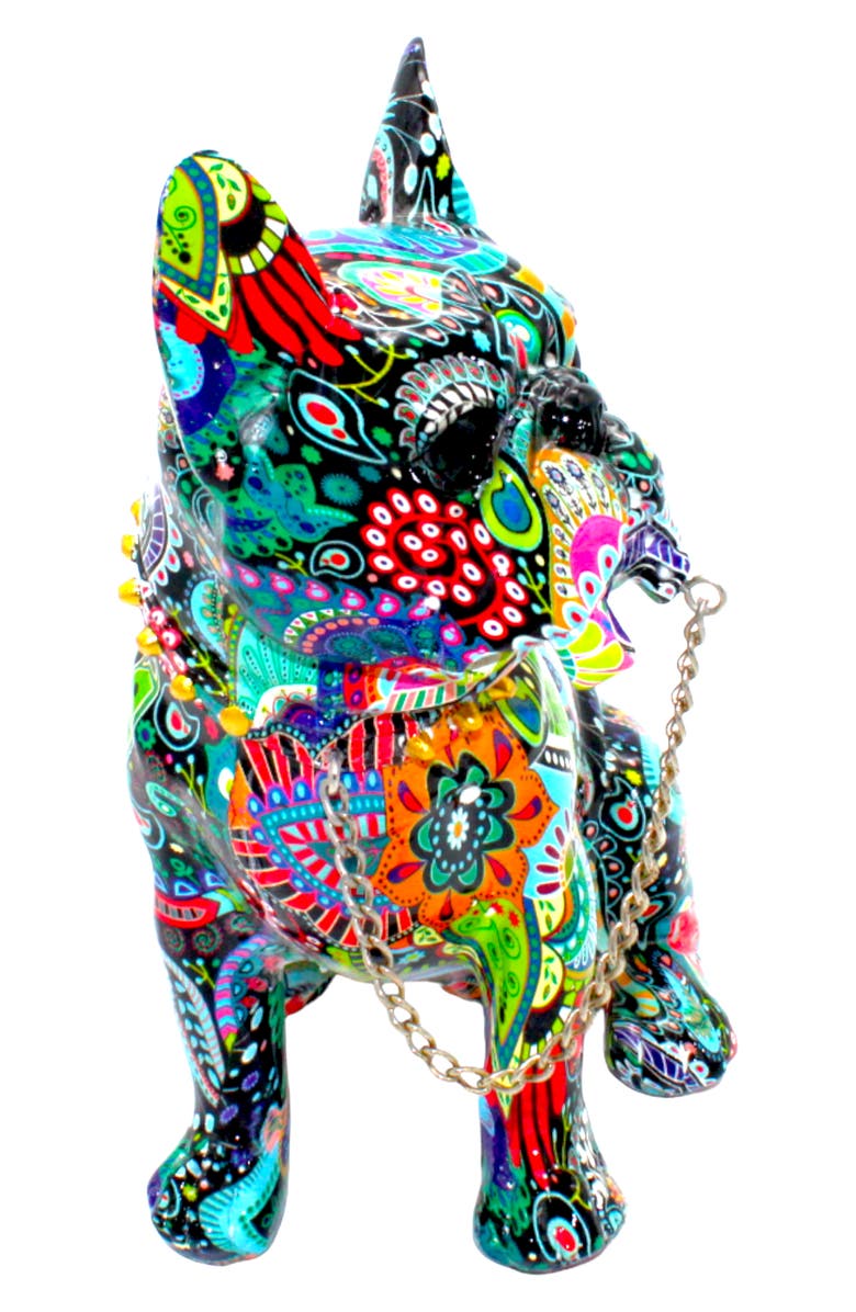 INTERIOR ILLUSIONS Sitting Flower French Bulldog Art Sculpture, Alternate, color, Multi-Color