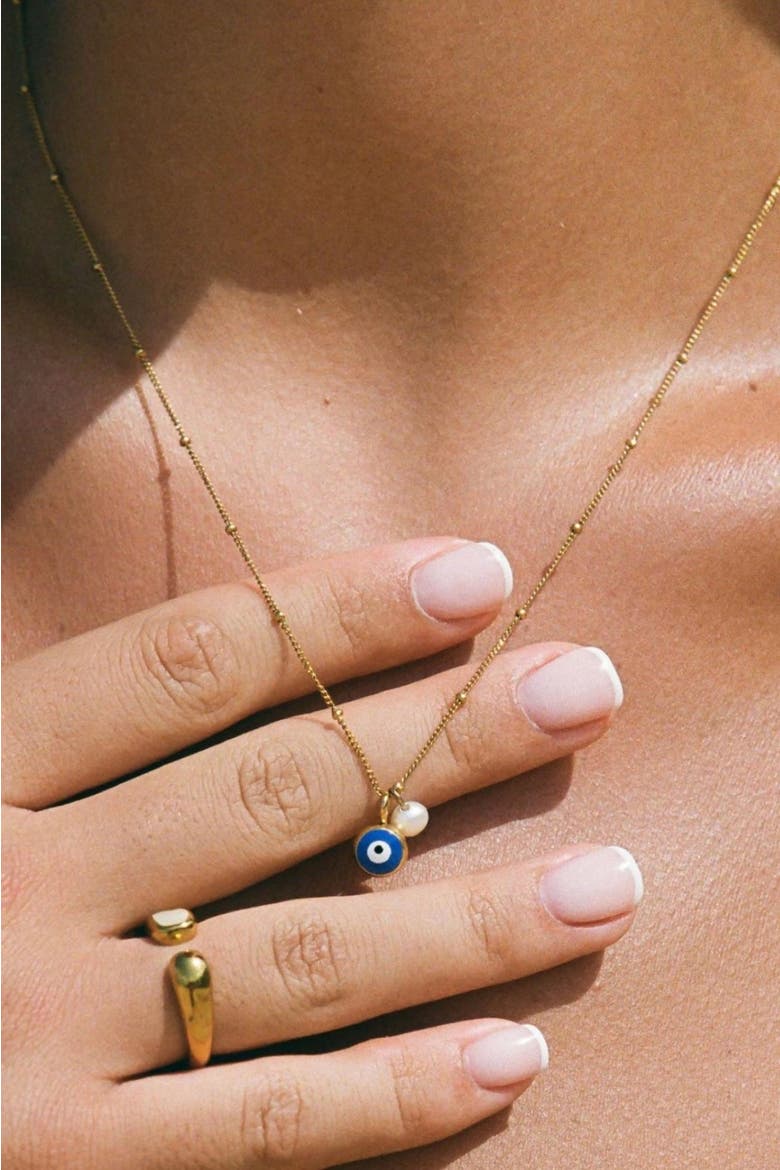 Evil Eye Necklace, Alternate, color, Gold