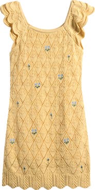 Freshman Kids' Floral Embroidered Cotton Blend Pointelle Dress