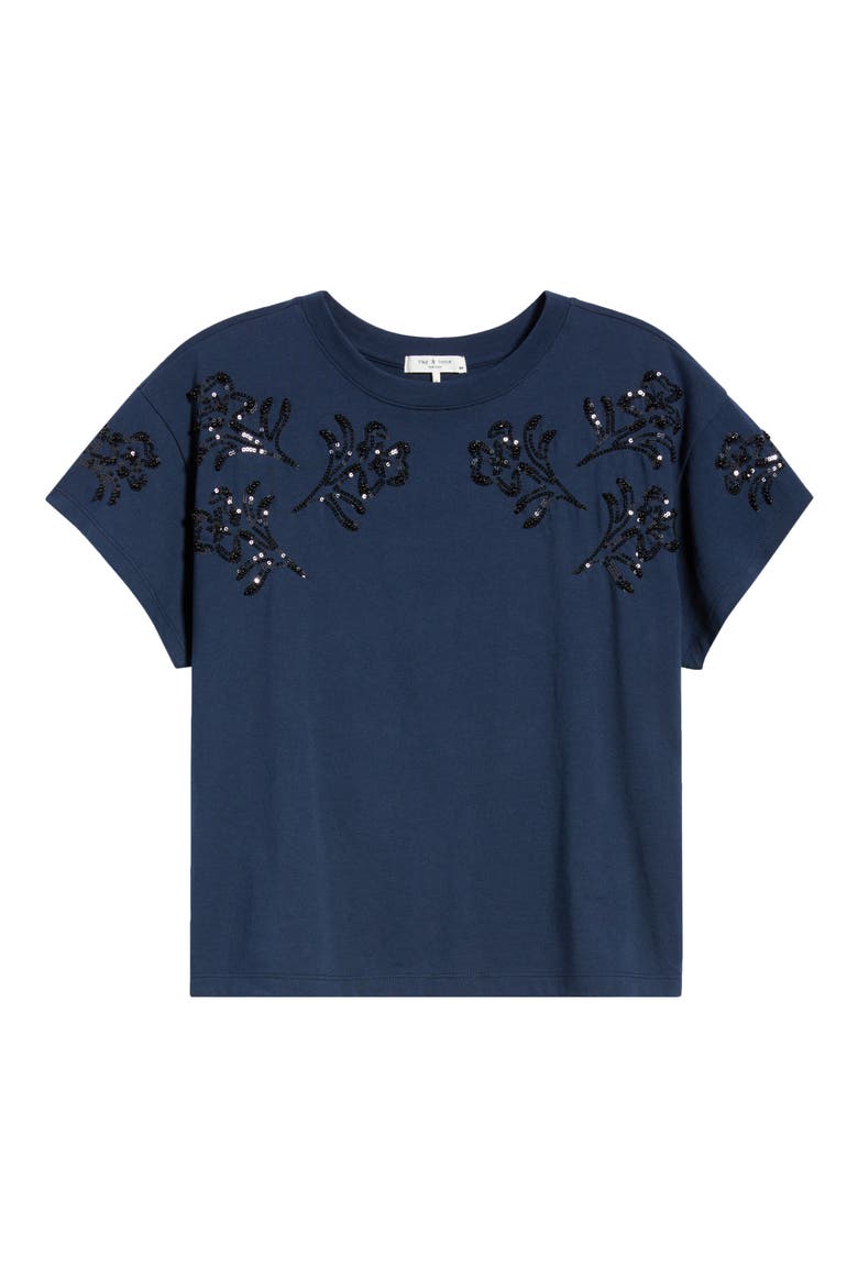 Kelly Beaded Floral Boxy T-Shirt, Alternate, color, NAVY MULTI