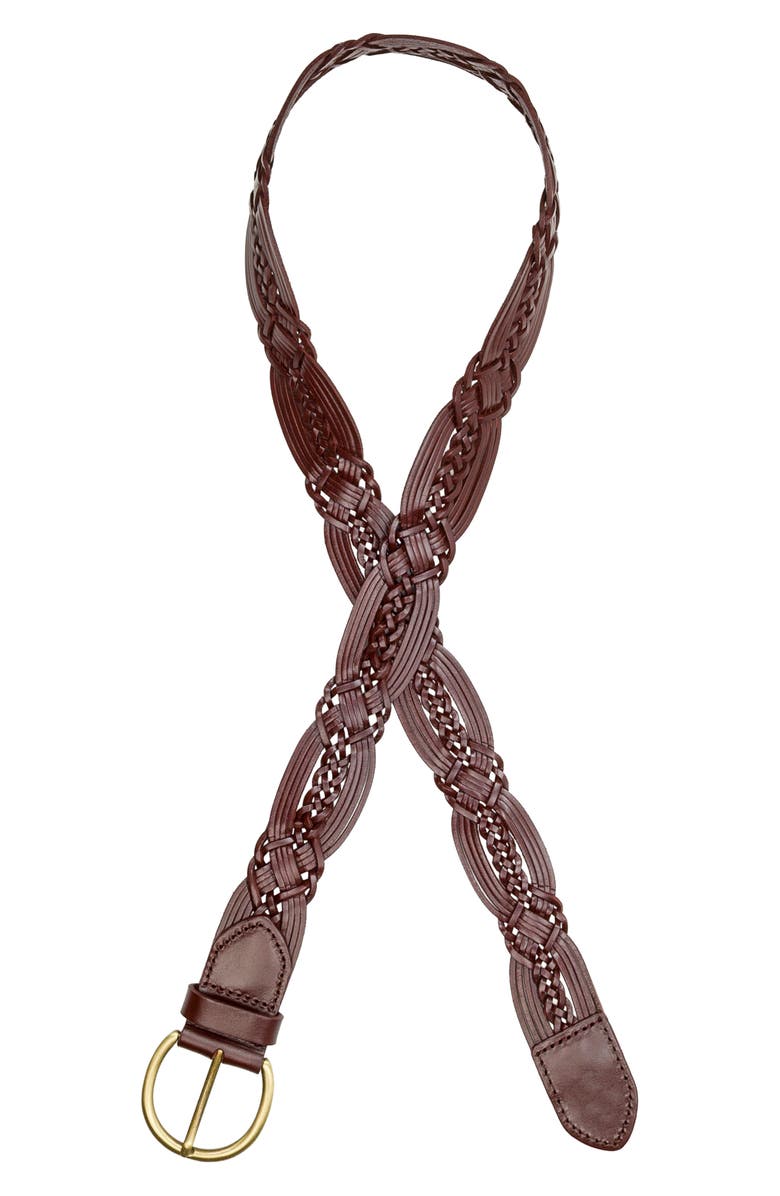 Patricia Nash Melissa Braided Leather Belt, Alternate, color, British Tan
