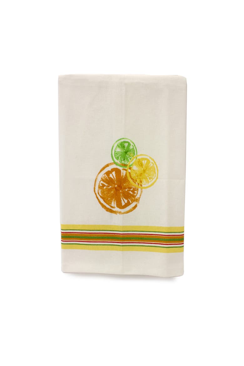 Vitamin Sea Print 100% Cotton Tea Towel, Main, color, Beige