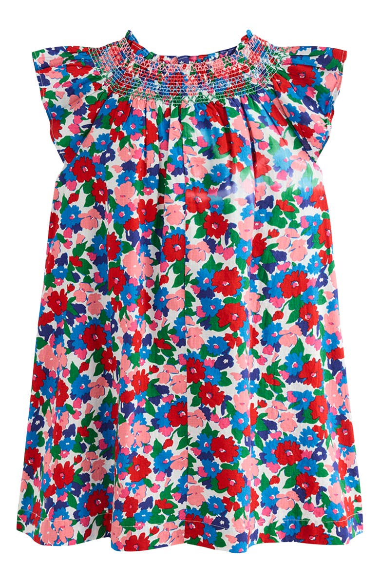 Mini Boden Kids' Floral Smocked Yoke Cotton Dress, Alternate, color, 