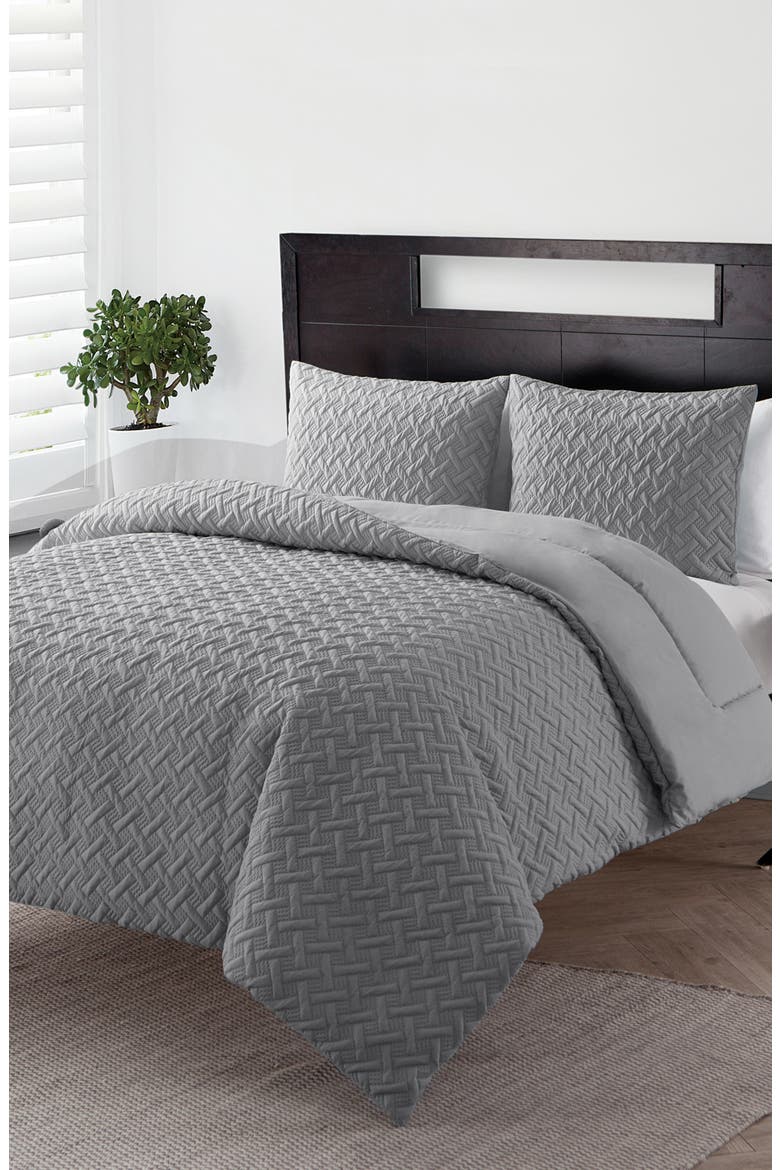 Nina Embossed Comforter Set, Alternate, color, GREY