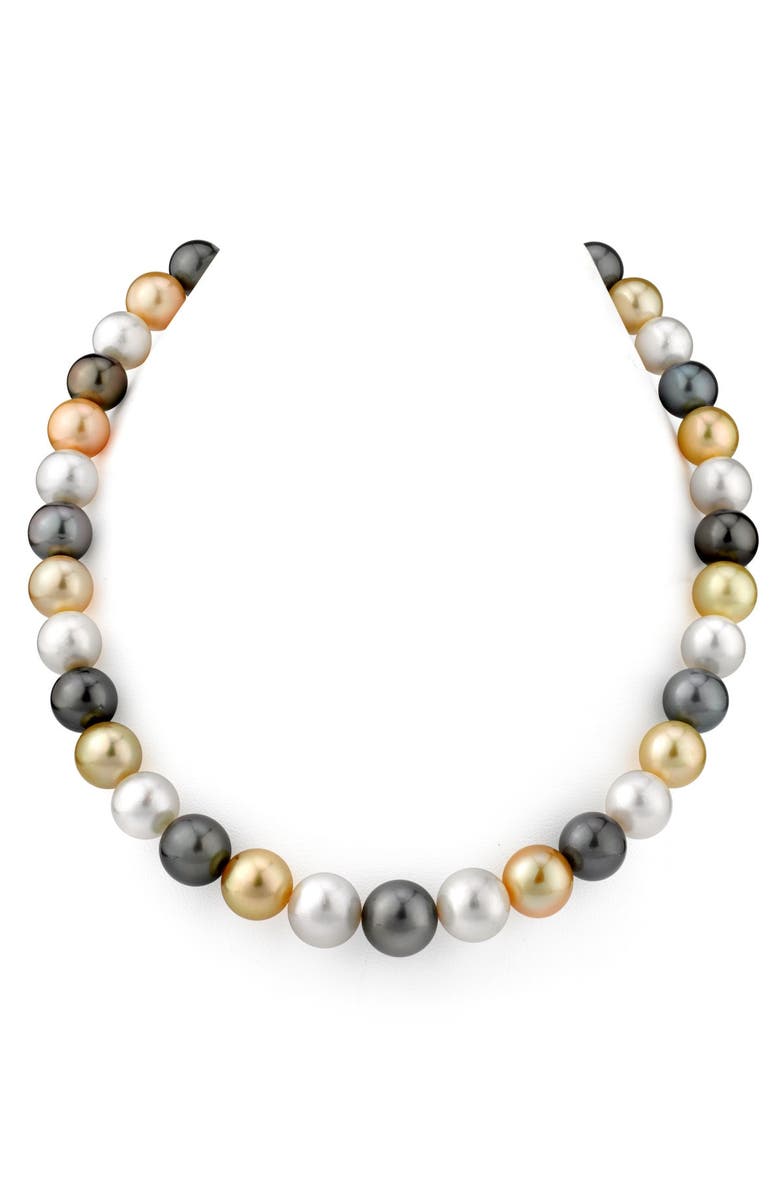 The Pearl Source 10-12.9mm South Sea Multicolor Pearl Necklace, Main, color, White Gold Clasp