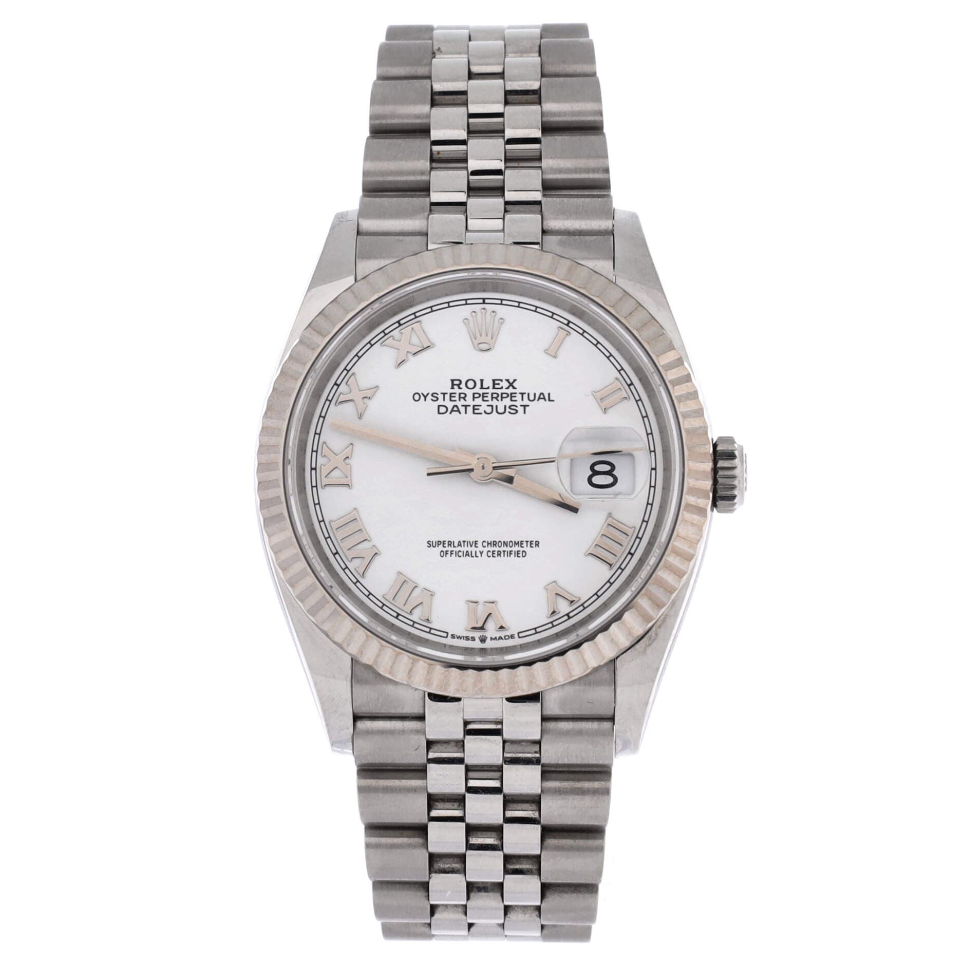 Oyster Perpetual Datejust Automatic Watch Stainless Steel and White Gold 36, Main, color, Metallic Silver