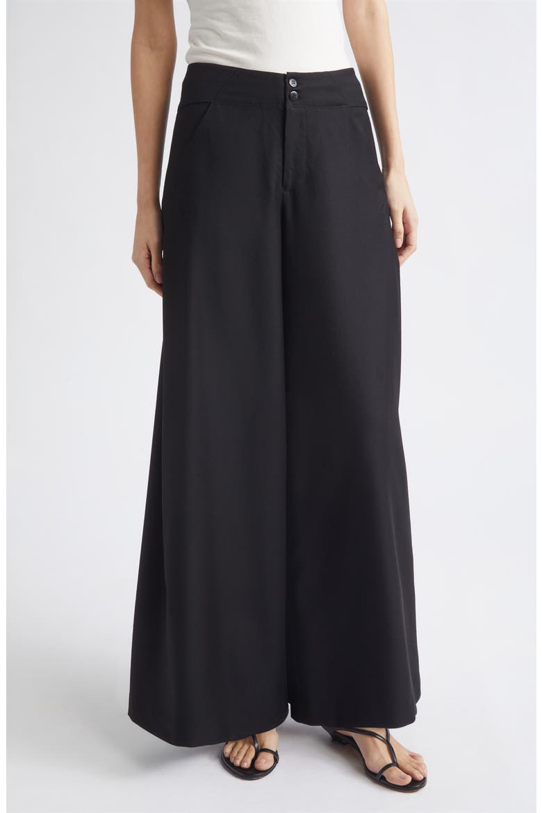 Leona High Waist Wide Leg Wool Trousers, Main, color, BLACK