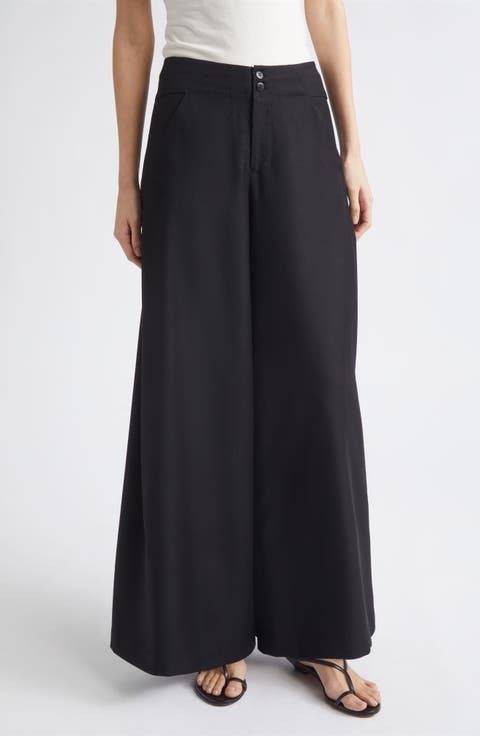 Leona High Waist Wide Leg Wool Trousers