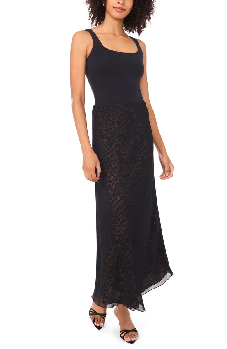 Parker Leopard Mesh Maxi Skirt, Alternate, color, Black/ Natural Sand