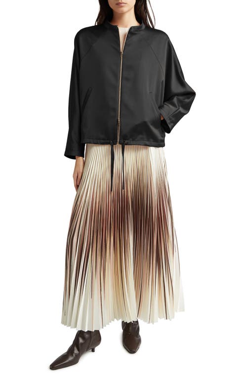 Herno Pleated A-line Midi Skirt With Ombre Abstract Print In Brown
