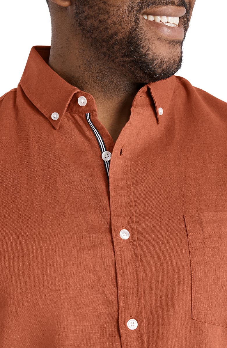 Johnny Bigg Fresno Short Sleeve Linen Blend Button-Down Shirt, Alternate, color, 